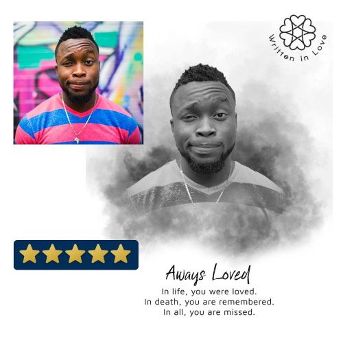 Remembering dad black and white portrait of a man with a poem underneath.